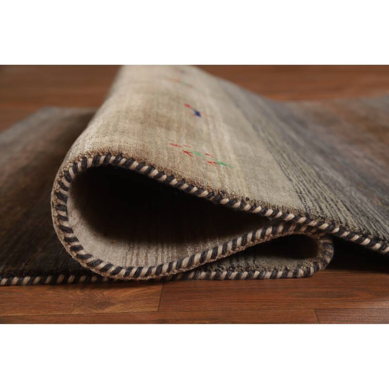 Hand Knotted Oriental 100% Wool Carpet Tribal Animal Pictorial Brown Gabbeh Area Rug - 5' 10'' X 4' 1''