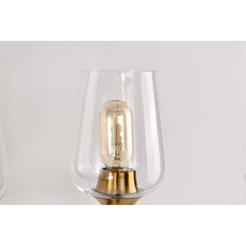 Black and Antique Brass 4-Light Modern Vanity Light with Clear Glass Shades - Black and Antique Brass