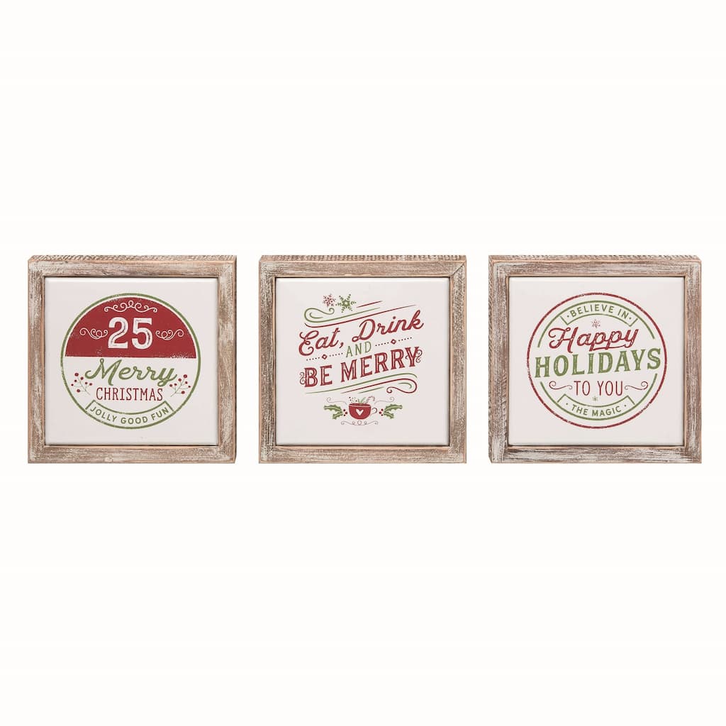 Transpac Wood Candy Cane Block Decor Set of 3 Christmas Home Decorations
