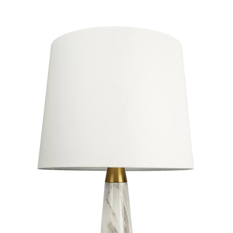 Enclave Hydro White Table Lamp with On/Off Switch Faux Marble Base Fabric Shade