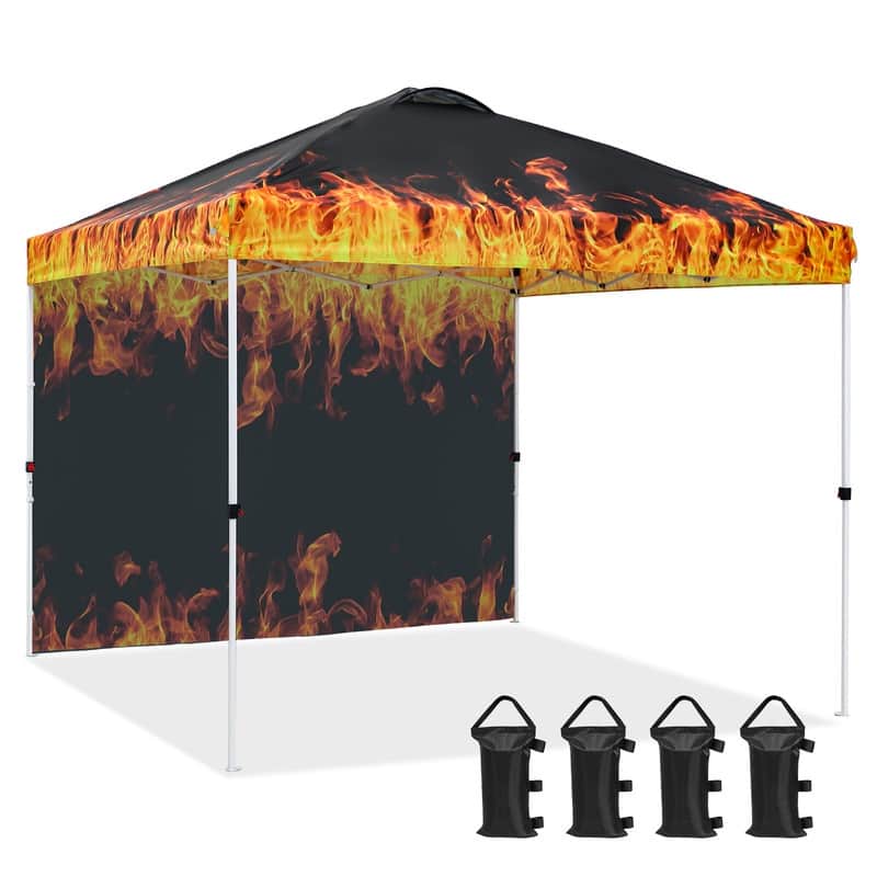 EAGLE PEAK Pop Up Canopy Tent with 1 Sidewall, Easy Setup Event Tent, Outdoor Sun Shade, Instant Canopy 10x10