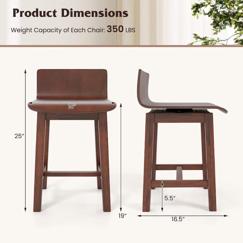 Gymax Swivel Dining Chair Set of 2 Farmhouse Wooden Kitchen Chairs