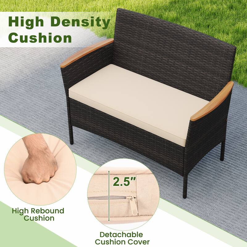 Gymax 8 Piece Outdoor Patio Rattan Furniture Set Rattan Conversation