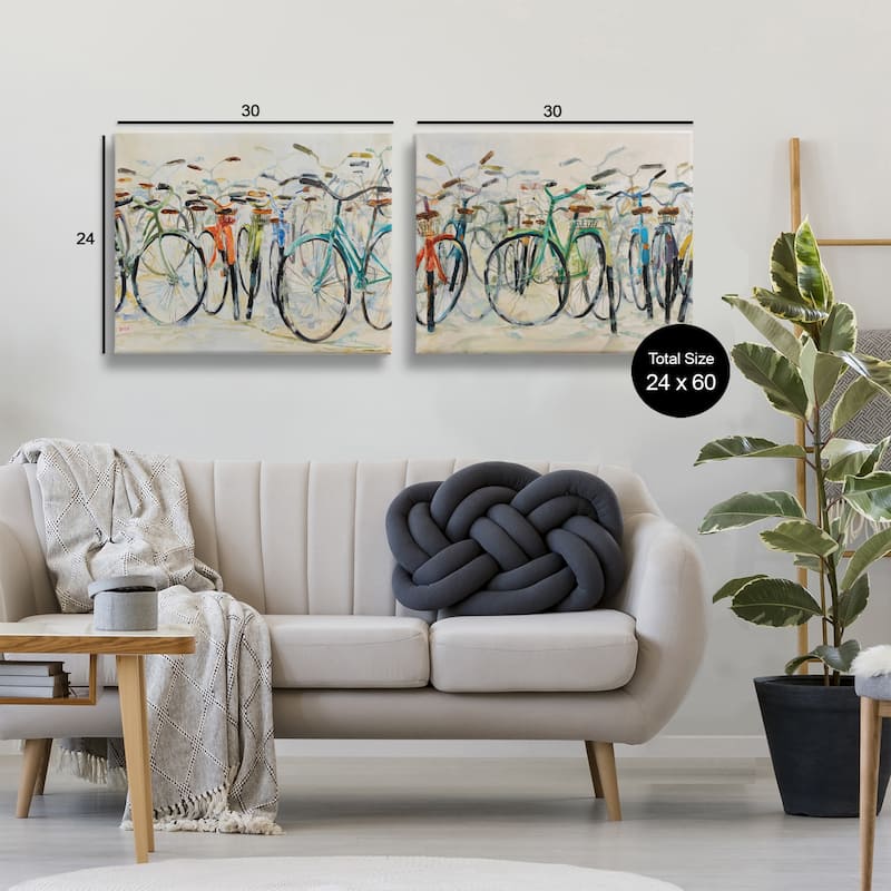 Stupell Dynamic Bicycles on Beige Canvas Wall Art Design By Dusza (Set of 2)