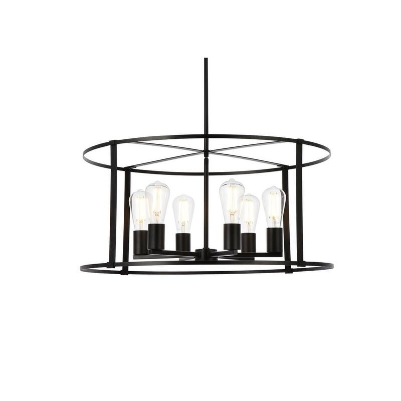 Aria 6 Light Pendant in black - 26 Inch