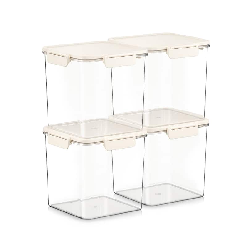Sorbus Airtight Food Storage Container, Clear Stackable Canister for Pantry, Rice, Pasta, Cereal & Snacks - Medium Tall Square - 4 Piece