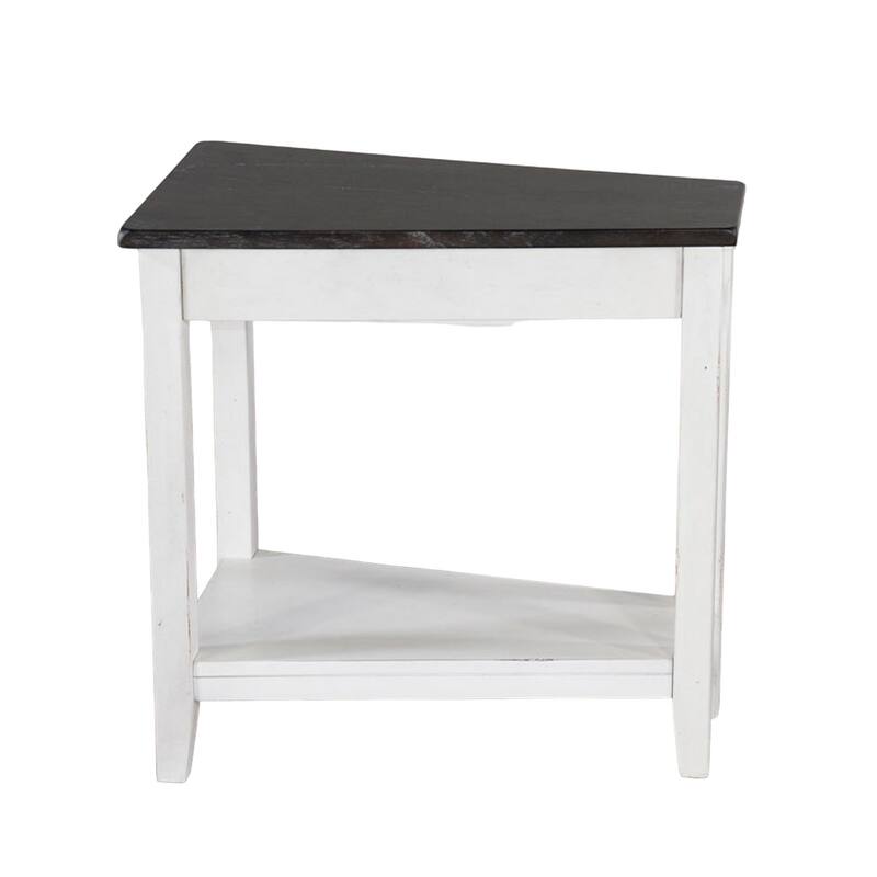 Orso Chairside Table, Shelf, 24 Inch Angled Brown Top, White Mahogany