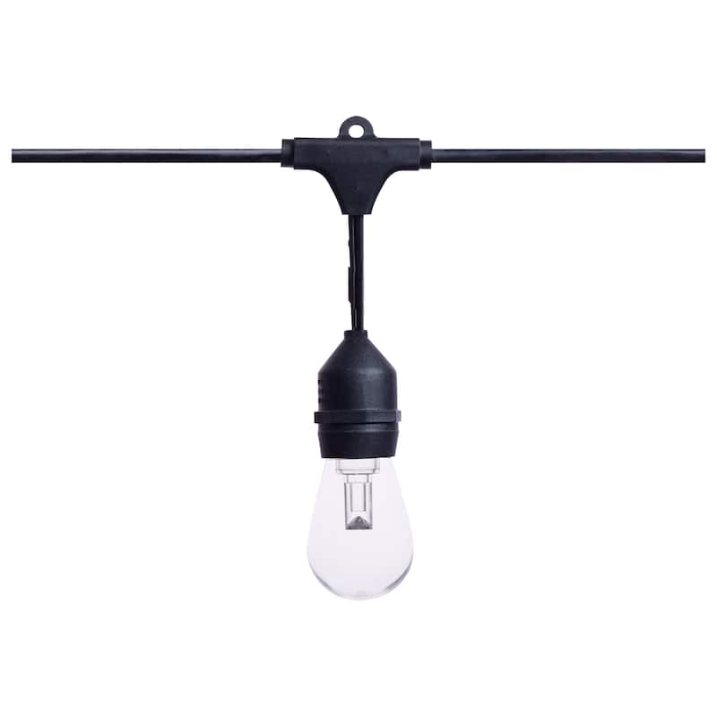 24 Foot LED String Light 12-S14 Lamps E26 RGBTW Infrared Remote Black 120V