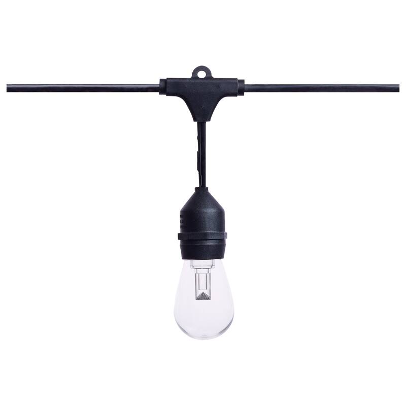 48 Foot LED String Light 15-S14 Lamps E26 RGBTW Infrared Remote Black 120V
