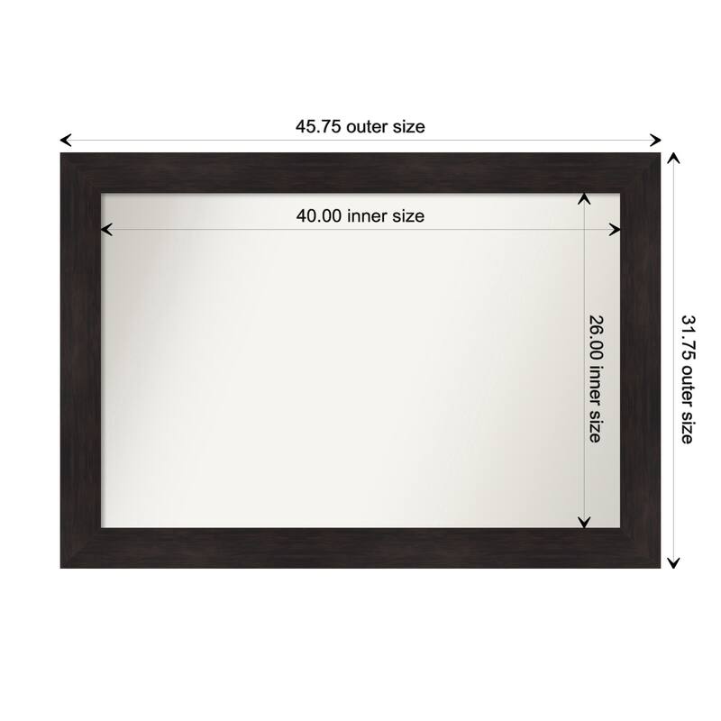 Furniture Espresso Framed Non-Beveled Custom Wall Mirror, Bathroom Vanity Mirror - Outer Size: 45.75 x 31.75