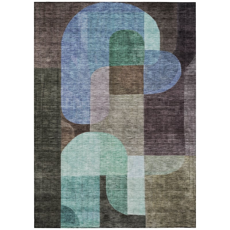 Machine Washable Indoor/ Outdoor Contemporary Deco Chantille Rug