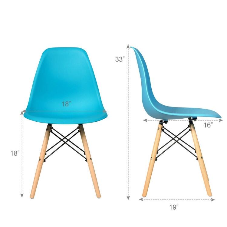 Set of 2 Ergonomic Dining Chairs with Cushion and Sturdy PP Seat and Wooden Frame - 18" x 19" x 33" (W x D x H)