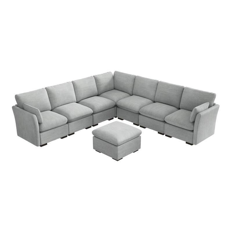 Bush Home Sienna Modular 6-Seater Sectional with Storage Ottoman - Dove Gray