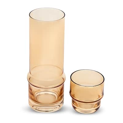 Elle Decor Bedside Water Carafe with Tumbler Doubles as Lid - 3.34" x 9.28"