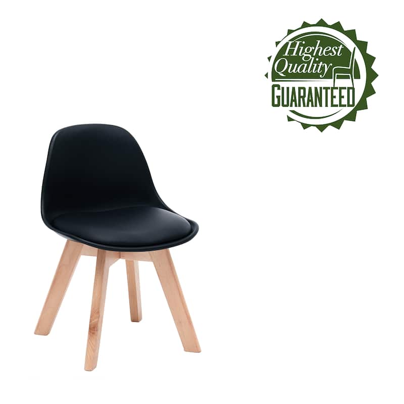 Porthos Home Brynn Kids Chair, Plastic Shell With Seat Cushion, Beech Wood Legs
