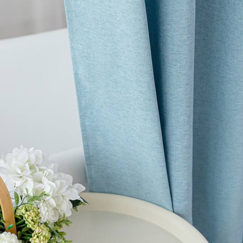 Linen Texture Shower Curtain with 12 Plastic Hooks Included