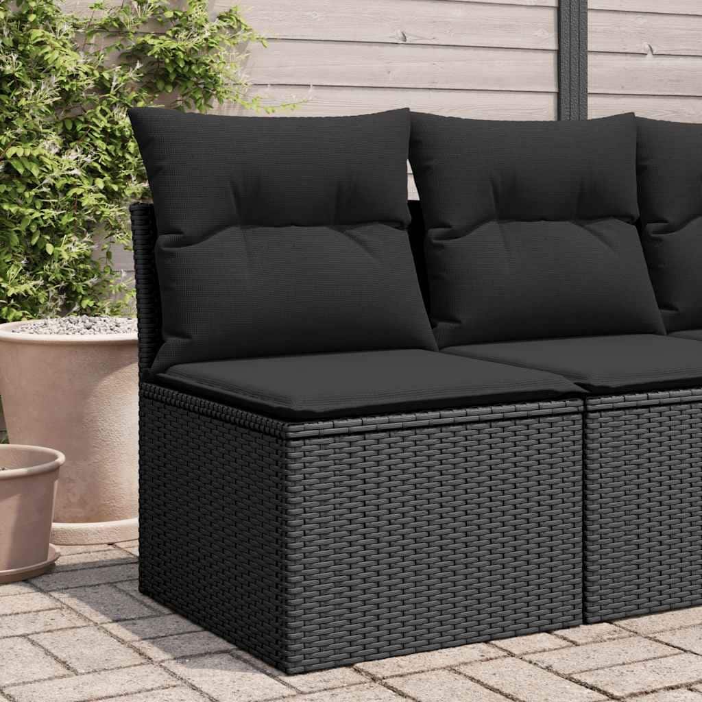 vidaXL Patio Sofa with Cushions Outdoor Seating Sectional Sofa Poly Rattan - 24.4 x 21.7 x 27.2 in