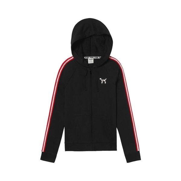 Shop Victoria S Secret Dog Sequins Bling Perfect Full Zip Hoodie Black Red Overstock 27405709