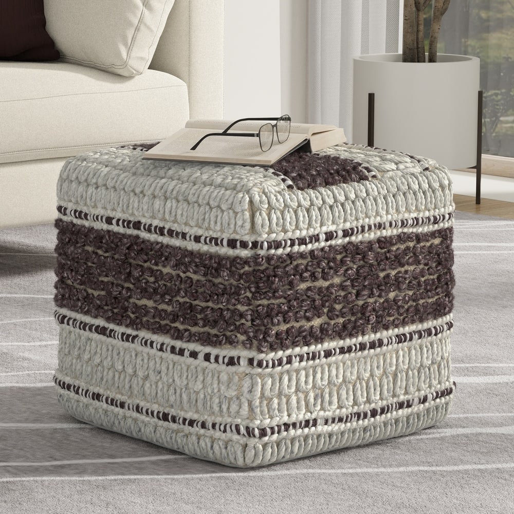 WYNDENHALL Heyfield Square Pouf Handloom Woven