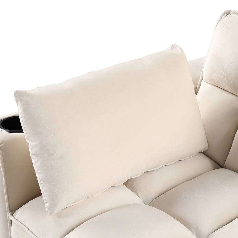 58" 4-in-1 Convertible Sofa Bed, Cup Holder and USB Port Included
