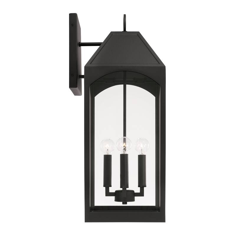 Burton Outdoor 4-light Black Large Wall Lantern w/ Clear Glass