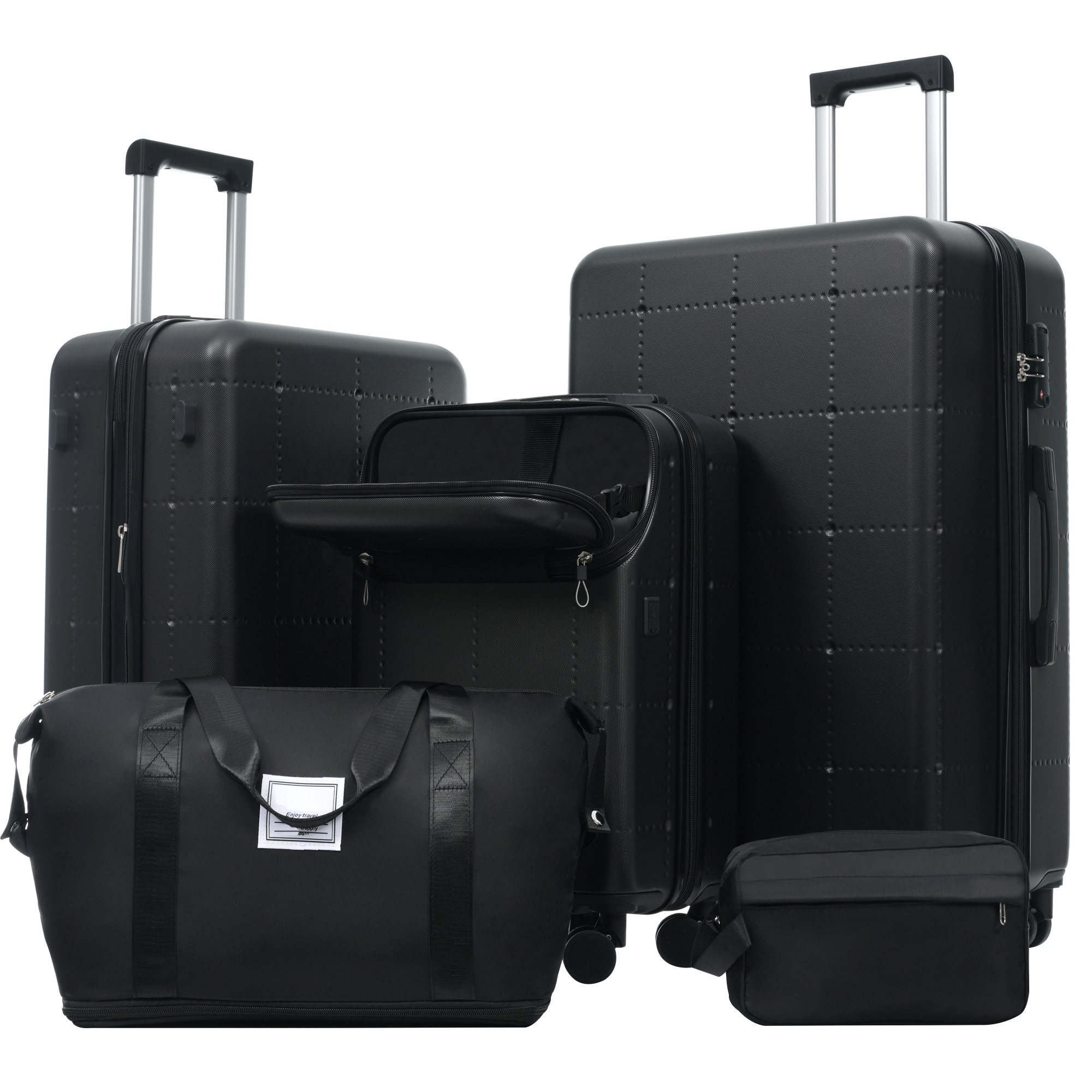 5pc Hardside Luggage Set, 20" Half-Open Carry-On w/USB Port, Expandable 24"+28" w/Spinner Wheels, TSA Lock