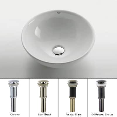 Kraus 15-3/4" Ceramic Vessel Bathroom Sink - Includes Pop-Up Drain