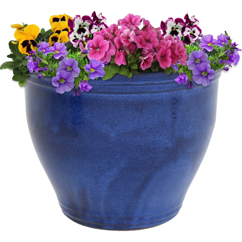 Studio Ceramic Indoor/Outdoor Planter - Imperial Blue - 18-Inch