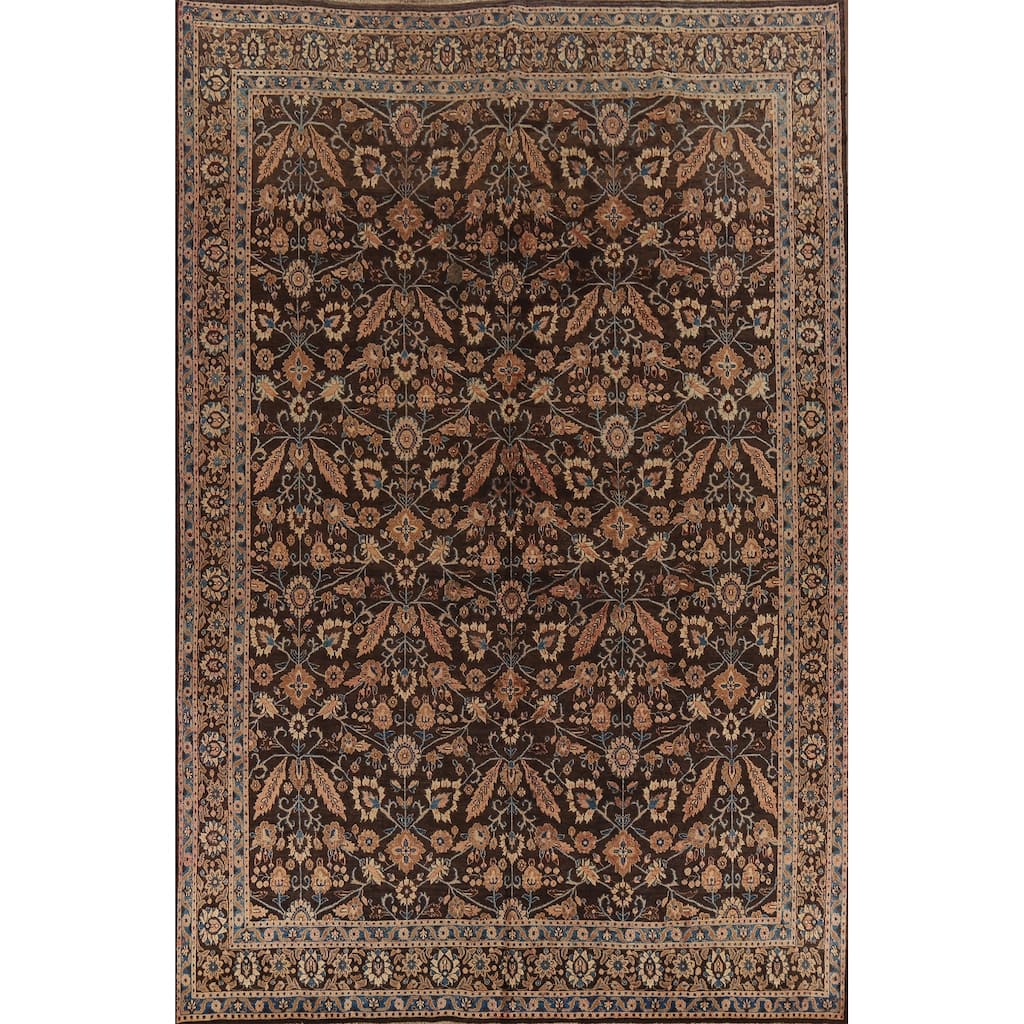 All-Over Brown Mood Persian Vintage Area Rug Handmade Wool Carpet - 8'5"x 12'0"