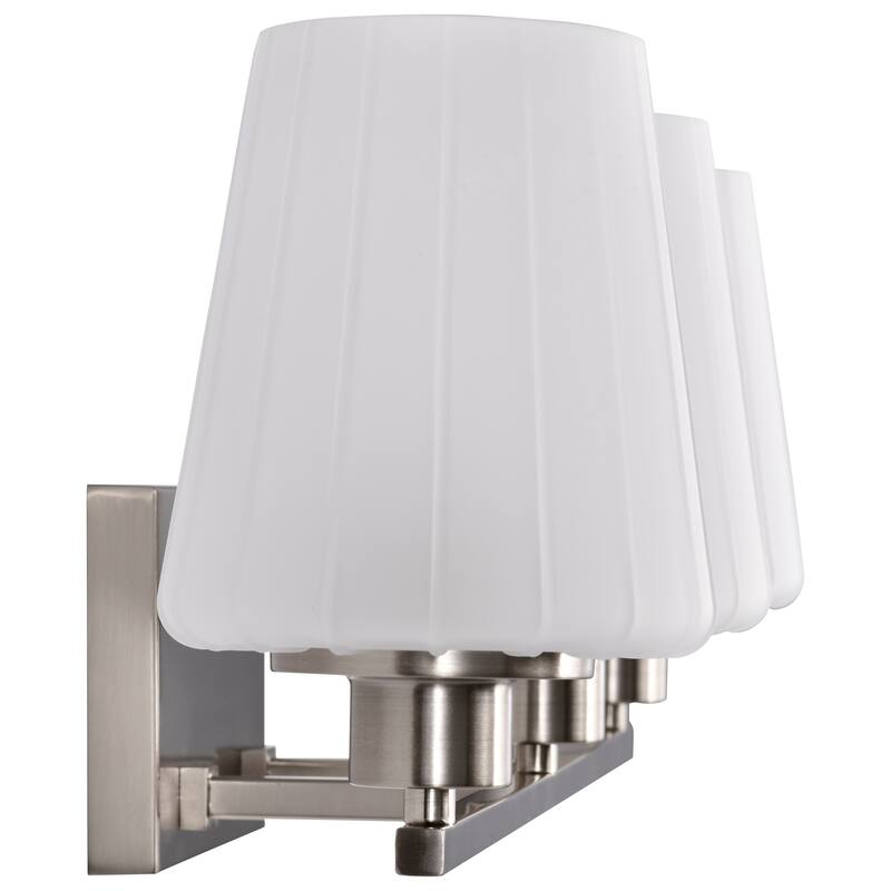 Lune 3 Light Vanity Brushed Nickel Finish Etched White Glass - Brushed Nickel