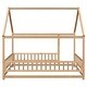 preview thumbnail 4 of 24, Full Wood Size Floor Bed with Frame, Platform Bed with Guardrails,House Roof