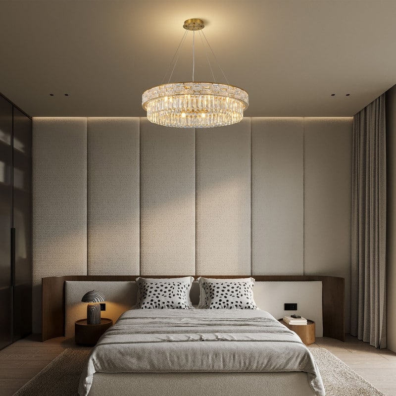 KAYLA Crystal Chandelier - Large K9 Crystal Pendant Light for High Ceilings, Entryway, Foyer, Dining Room & Living Room