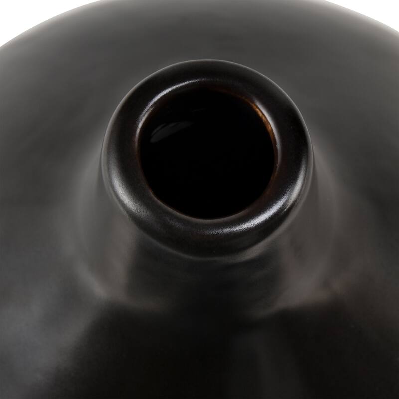 Elk Home Faye Black Finish Earthenware 7 Inch Wide Vase