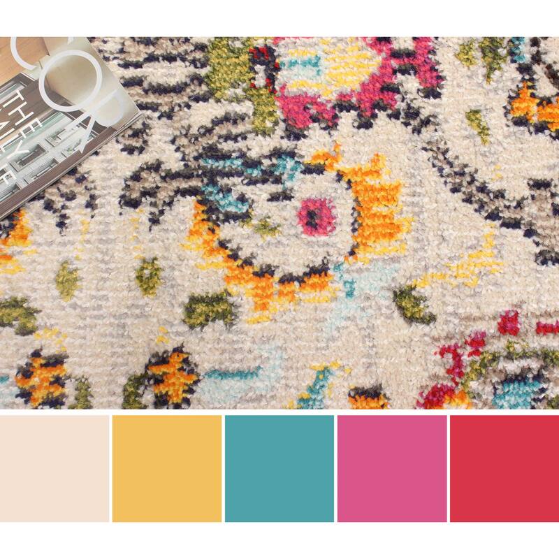 ECARPETGALLERY Machine Made Rosa Ivory Area Rug