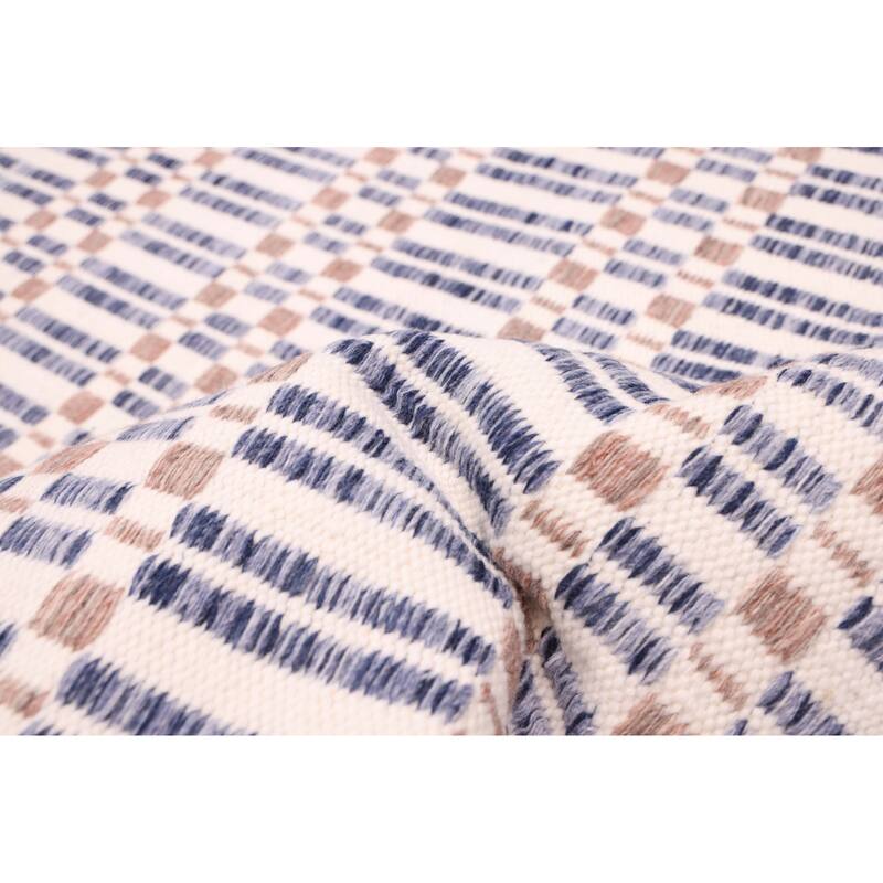 ECARPETGALLERY Flat-Weave Nevada Navy Wool Kilim - 5'2 x 7'7