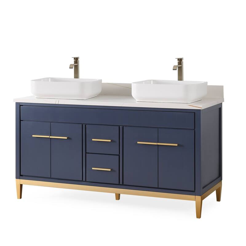 60" Tennant Brand Vessel sink Beatrice Double Sink Vanity