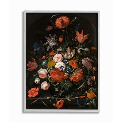 Stupell Coral Florals over Dark Bouquet and Gothic Arch Framed Wall Art - Multi-Color