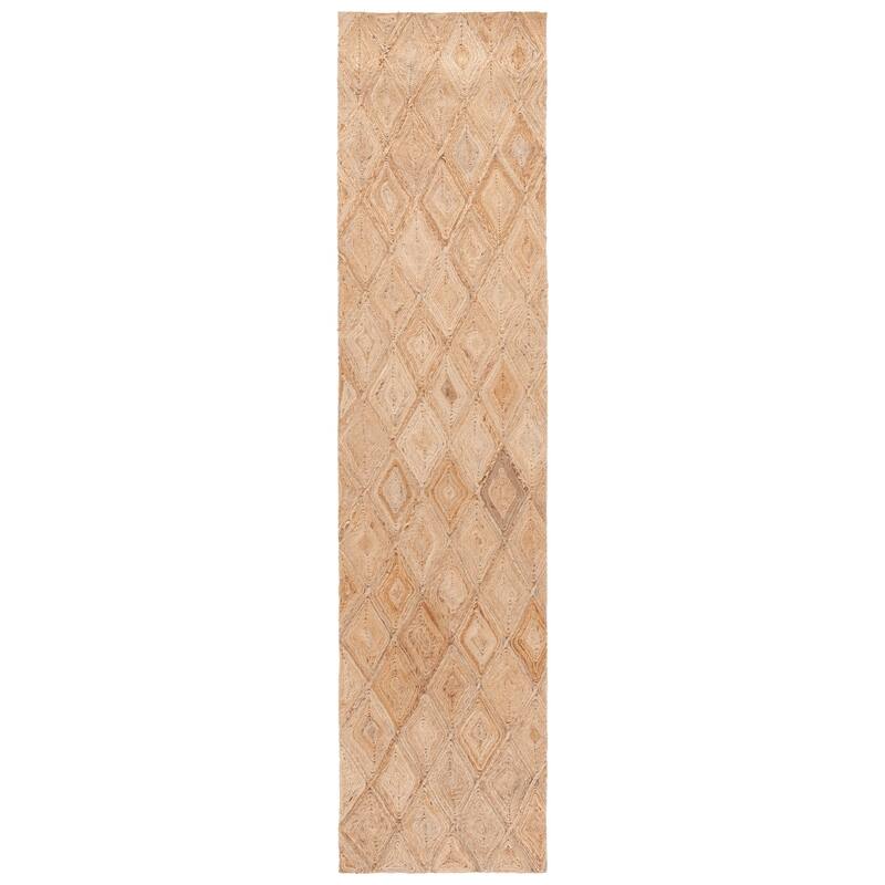 SAFAVIEH Handmade Natural Fiber Nehemie Farmhouse Trellis Jute Rug - 2'3" x 9' Runner - Natural