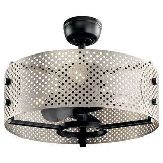 Kichler Eyrie 13 inch Fan with a Brushed Nickel Cage and Black Accents