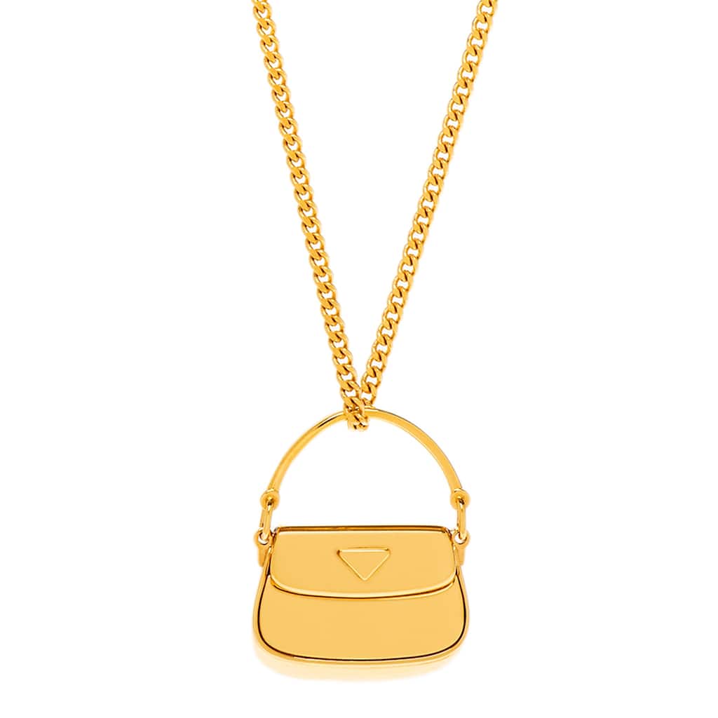 Prada Cleo Bag with Flap Necklace - Gold-tone