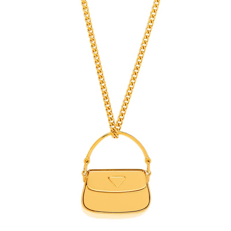 Prada Cleo Bag with Flap Necklace - Gold-tone - Gold-tone