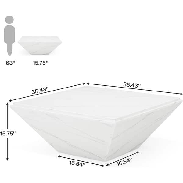 35.4 Inches Square Coffee Table with Faux Marble Tabletop - Bed Bath ...