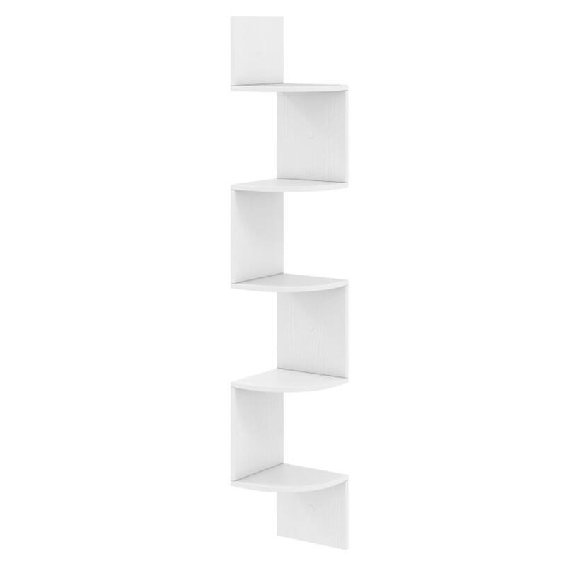 5-Tier Floating Corner Shelf Wall Mounted Organizer for Living Room Bedroom or Kitchen - 8" x 8" x 50"