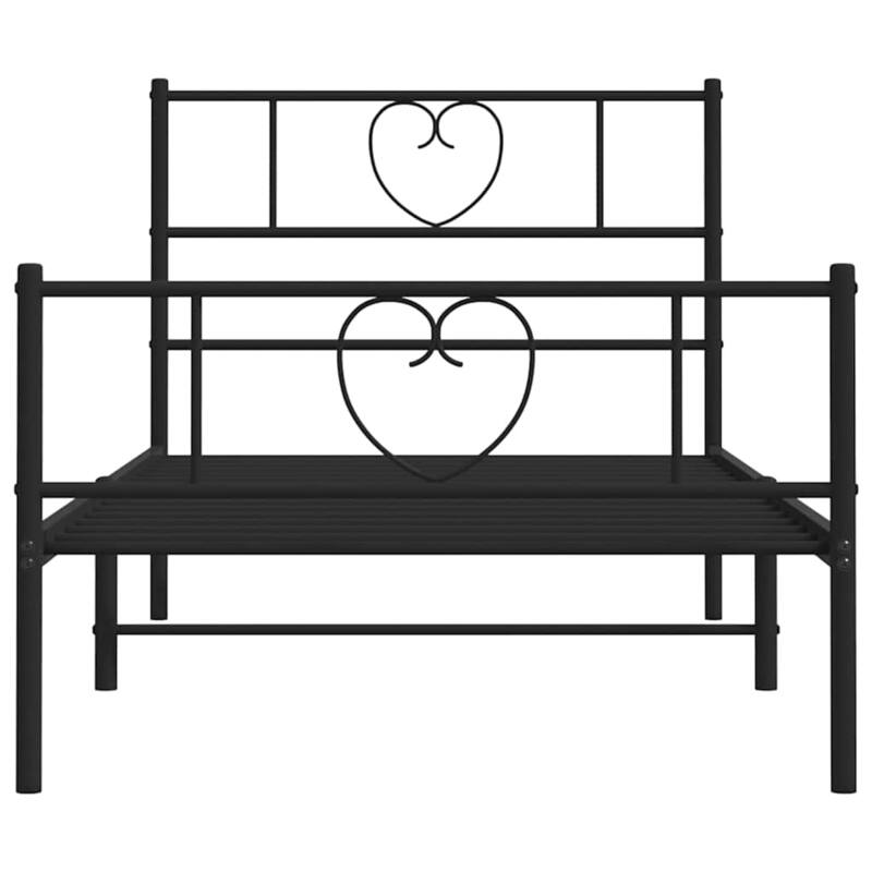 vidaXL Twin XL Metal Bed Frame with Headboard, Black, No Mattress - 81.5" x 41.3" x 35.4"