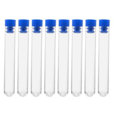 50 Pcs Centrifuge Test Tubes Round Bottom Polystyrene with Blue Cap 16 × 100mm - Clear