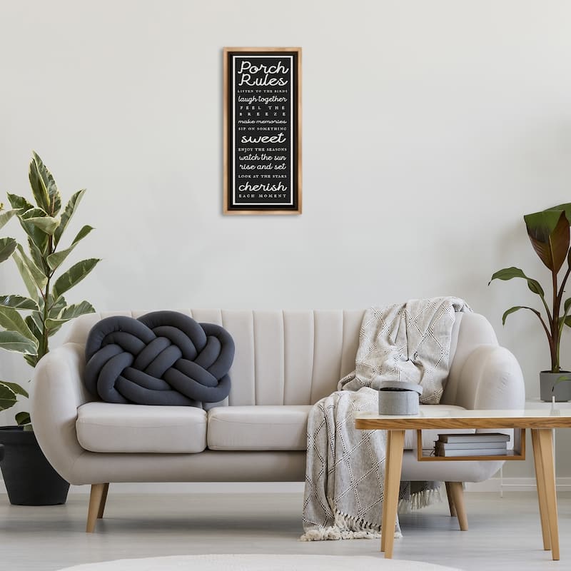 Stupell Porch Rules on Black Framed Floater Canvas Wall Art Design By Lil' Rue