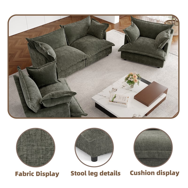 Double Layer Cushion Comfy Cloud Modular Sectional Sofa Set