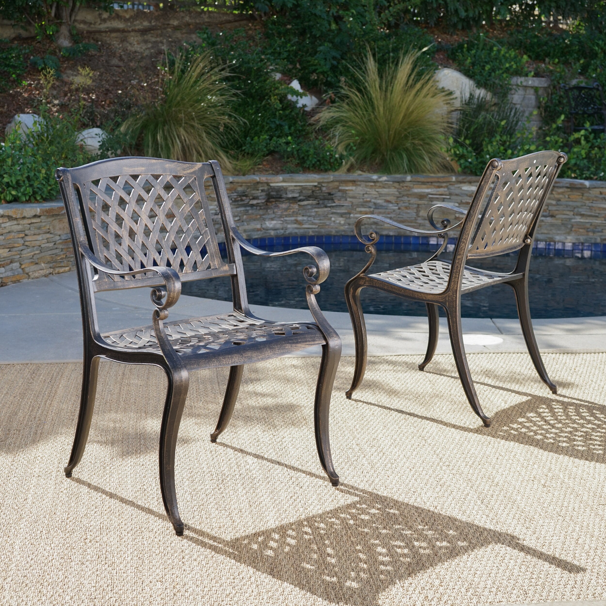 Christopher knight home hallandale set discount of 2 cast aluminum patio chairs