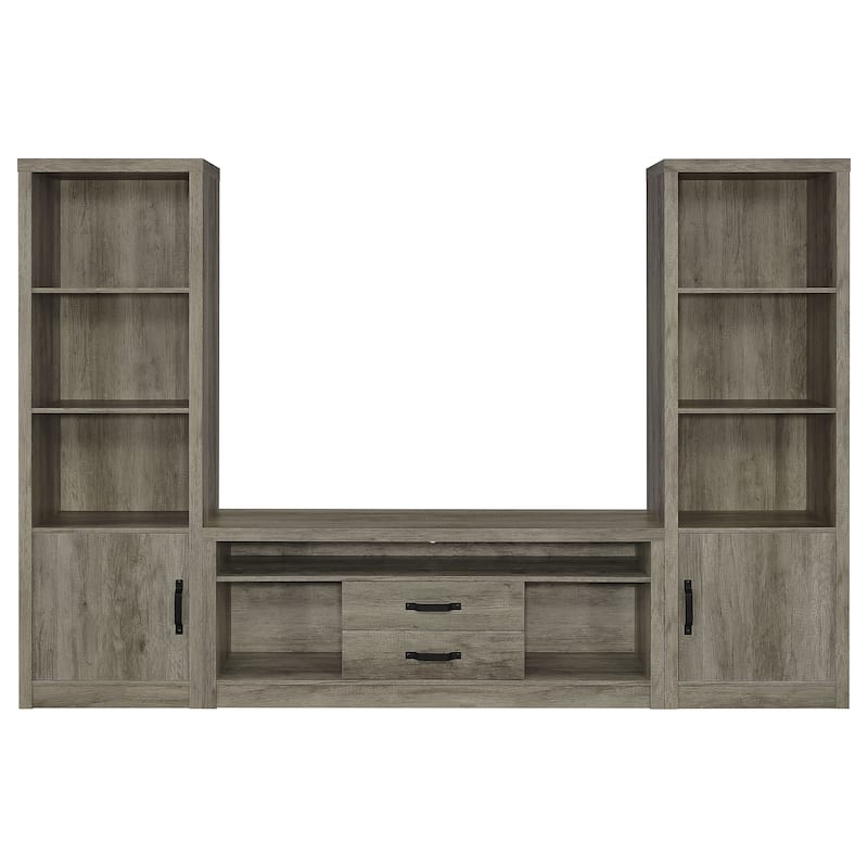 Burke 3-piece 59-inch TV Entertainment Center Grey Driftwood - Grey Driftwood