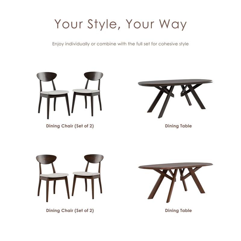 Furniture of America Abigail V Mid-Century Modern 5-Piece Rich Walnut Solid Wood Convertible Dining Set with Butterfly Leaf